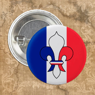 French Flag & France, Lily - fleur fashion /sports 1 Inch Round Button