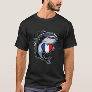 French Flag French Pride France Shark Heart French T-Shirt