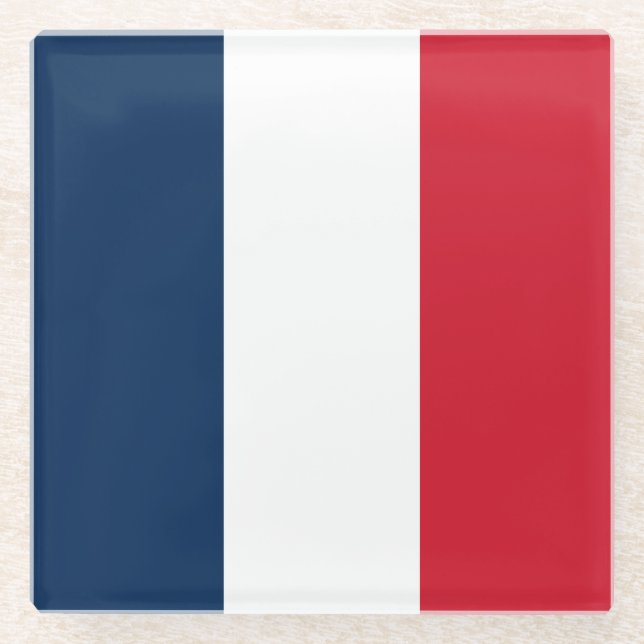 French Flag Glass Coaster (Front)