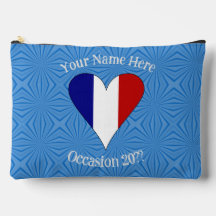 French Flag Heart Blue Background Personalized 