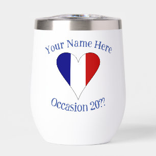 French Flag Heart Blue Personalized 