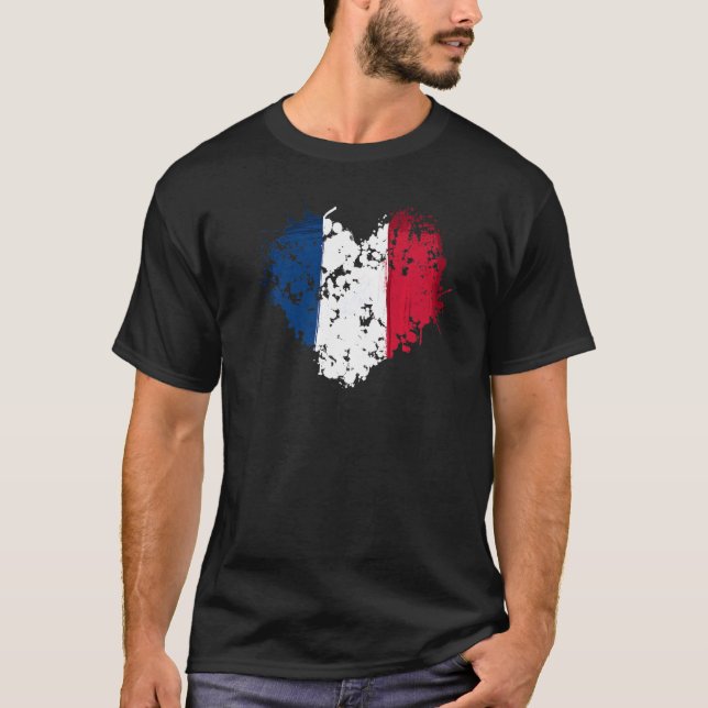 French Flag Heart Idea For Kids & France Flag Heri T-Shirt (Front)