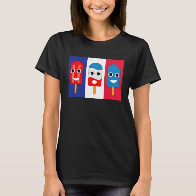 French Flag Ice Pops Bastille Day  Fête Nationale  T-Shirt (Front)
