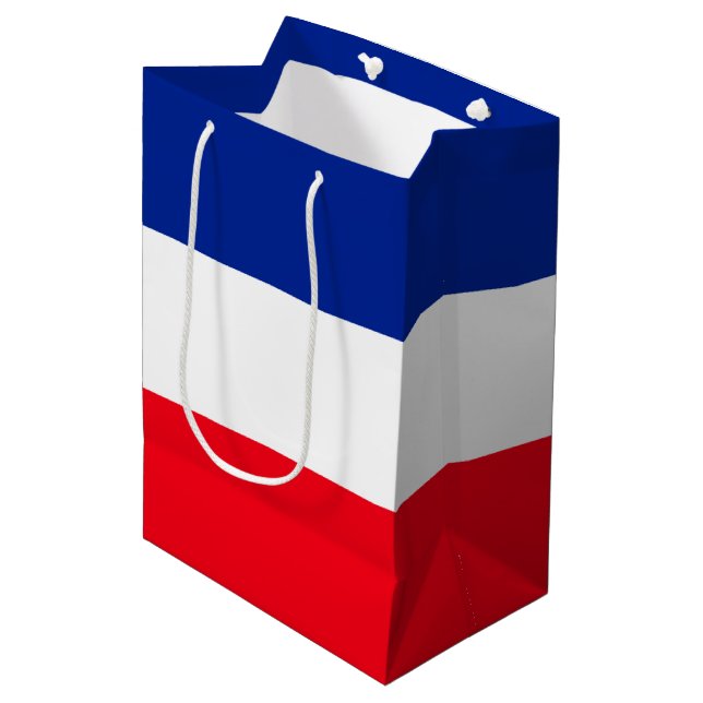 French Flag Patriotic Colours International Travel Medium Gift Bag (Front Angled)