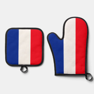French Flag Patriotic Colours International Travel Oven Mitt & Pot Holder Set