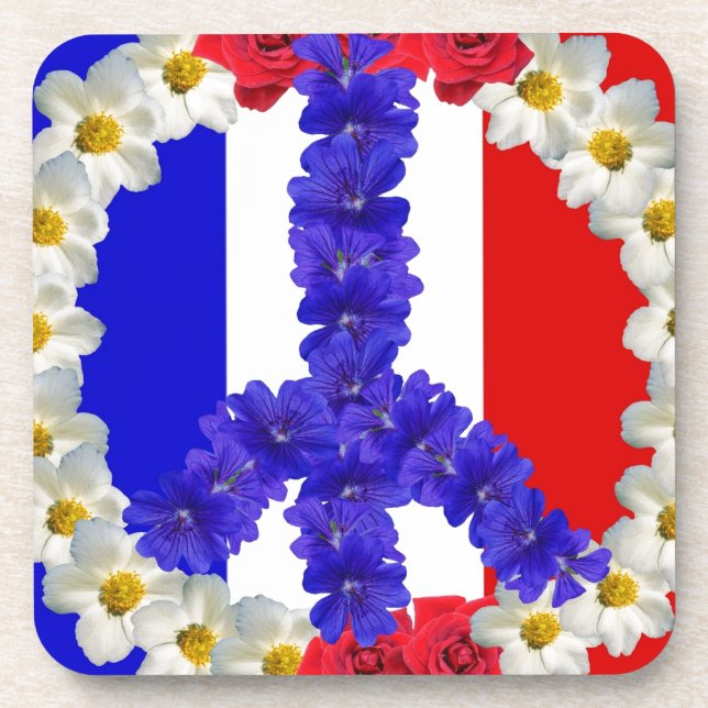 french flag peace sign coaster (Front)