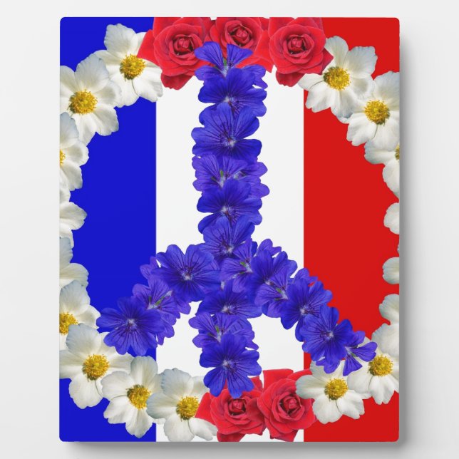 french flag peace sign plaque (Front)