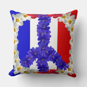 french flag peace sign throw pillow