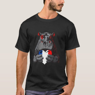 French Flag Rhino French Pride French Roots France T-Shirt