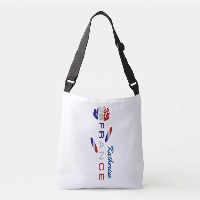 French Flag Rose Personalized  Crossbody Bag (Front)