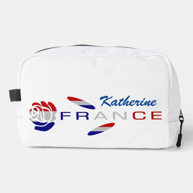 French Flag Rose Personalized  Dopp Kit (Front)