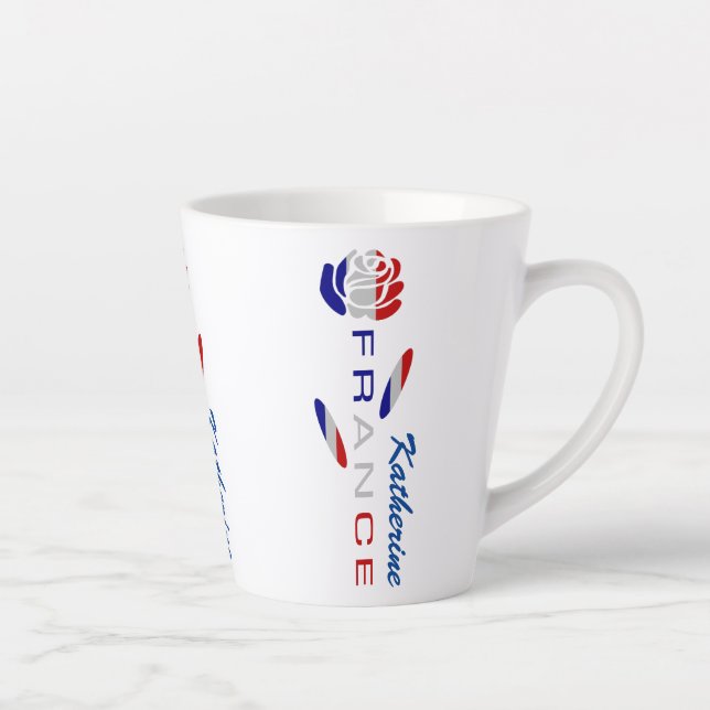 French Flag Rose Personalized Small Latte Mug (Right)