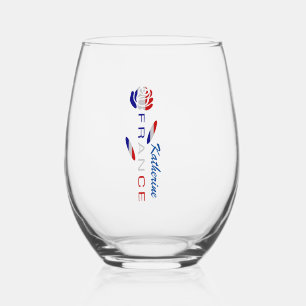 French Flag Rose Personalized  Stemless Wine Glass