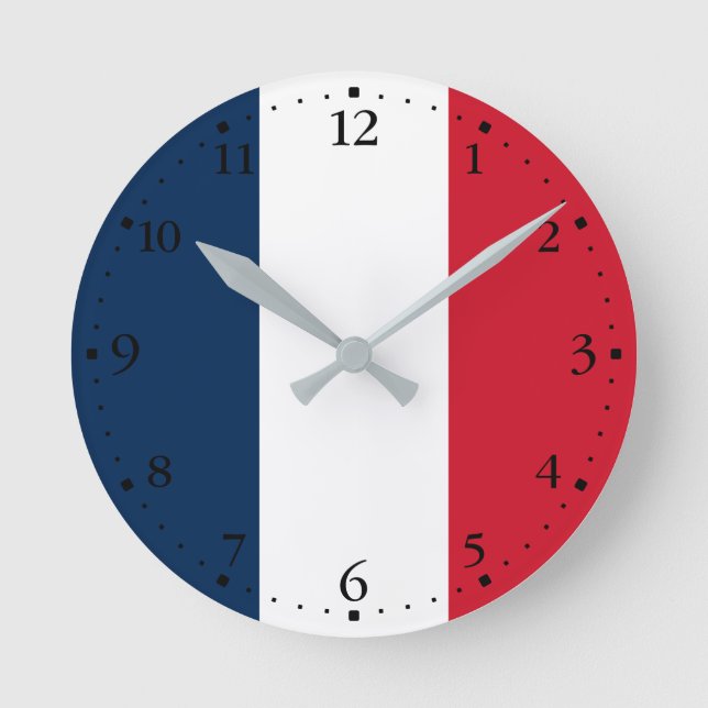 French Flag Round Clock (Front)