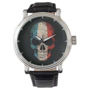 French Flag Skull on Black Watch