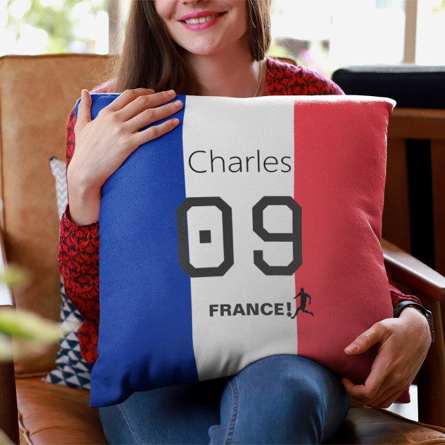 French Flag Soccer Fan Personalized Team Support  Throw Pillow (Creator Uploaded)