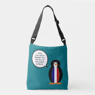French Flag Talking Ms Penguin Personalized  Crossbody Bag