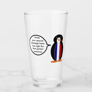 French Flag Talking Ms Penguin Personalized  Glass