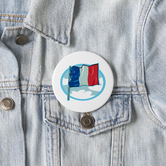 French Flag Tricolour Blue White Red France 3 Inch Round Button (Creator Uploaded)