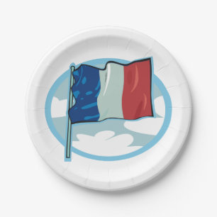 French Flag Tricolour Blue White Red France Paper Plate
