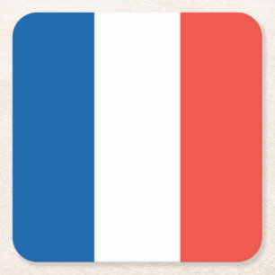 French Flag, Vive la France, Bastille Day Party Square Paper Coaster