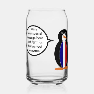 French Flag Wildlife Penguin personalize Gift Can Glass