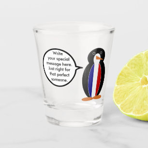 French Flag Wildlife Penguin personalize Gift Shot Glass