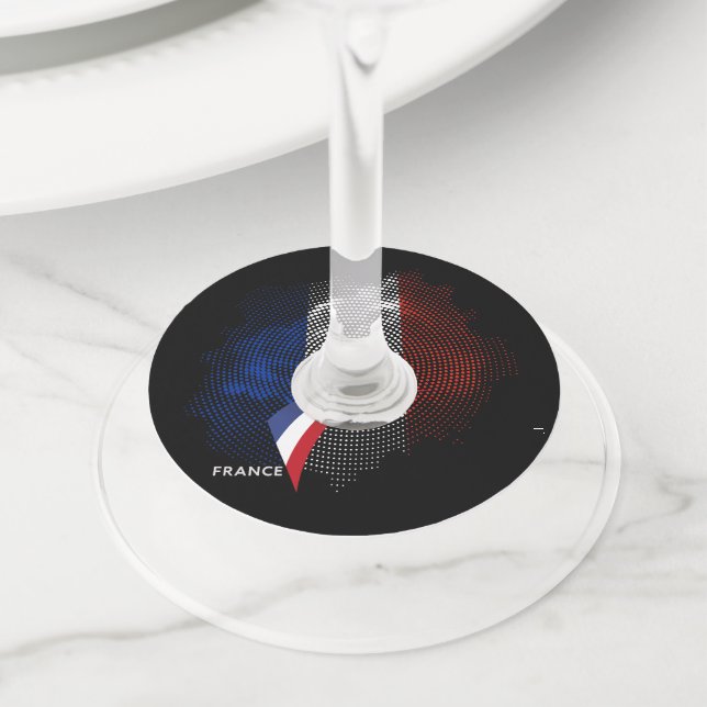 French flag wine glass tag (Close Up)