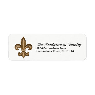French Fleur De Lis d'or Crest et nom de famille