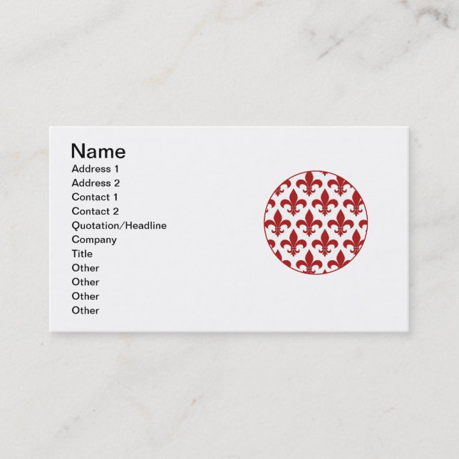 French Fleur de lis Pattern Classic Business Card (Front)