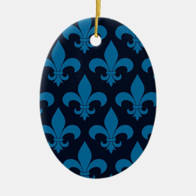 French Fleur de lis Pattern Classic Ceramic Ornament (Front)