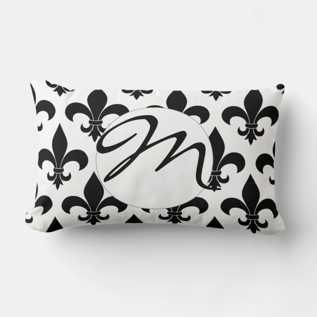 French Fleur de lis Pattern Classic Lumbar Pillow (Front)