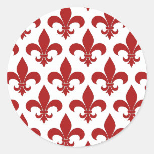 French Fleur de lis Pattern  Classic Round Sticker