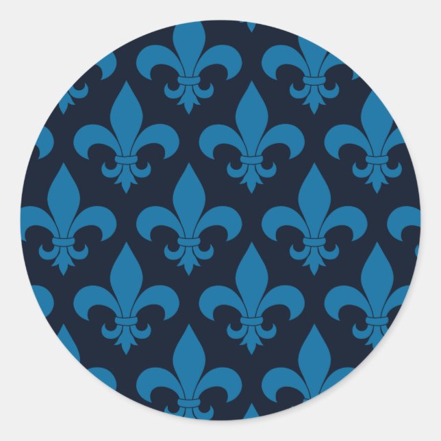 French Fleur de lis Pattern Classic Round Sticker (Front)