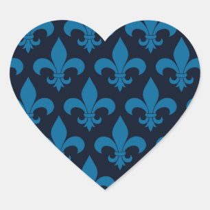 French Fleur de lis Pattern Heart Sticker