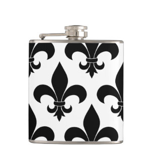 French Fleur de lis Pattern Hip Flask