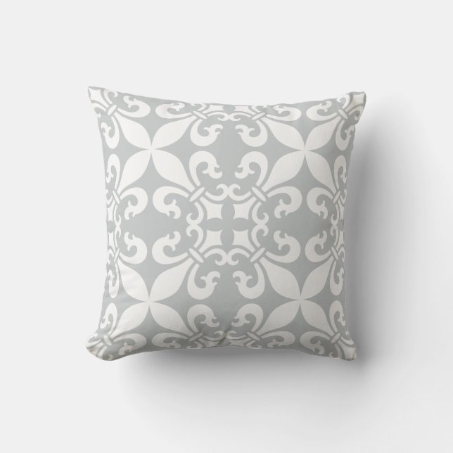 French Fleur de Lys Pattern Customizable Colour Throw Pillow (Front)