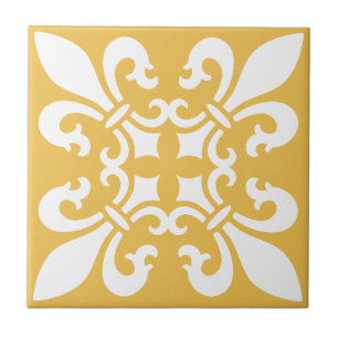 French Fleur de Lys Pattern Customizable Colour Tile