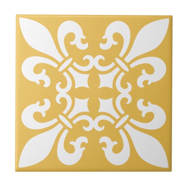 French Fleur de Lys Pattern Customizable Colour Tile (Front)