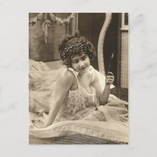 French Flirt  - Vintage Pinup Girl Postcard