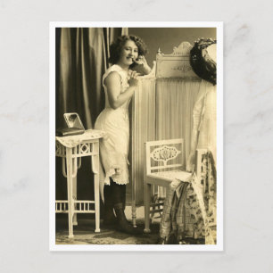 French Flirt  - Vintage Pinup Postcard