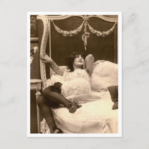 French Flirt  - Vintage Pinup Postcard