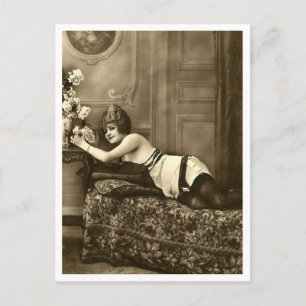 French Flirt  - Vintage Pinup Postcard