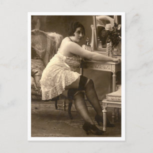 French Flirt  - Vintage Pinup Postcard