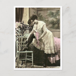 French Flirt  - Vintage Pinup Postcard