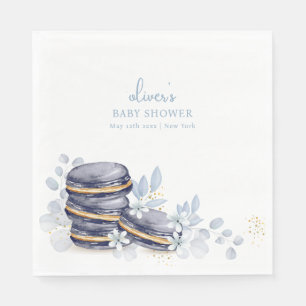 French Floral Bonjour Bébé Macaron Baby Shower Napkin