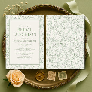 French Floral Bridal Luncheon Sage Green Ivory  Invitation