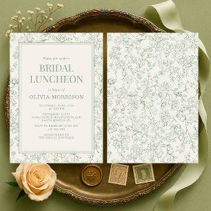 French Floral Bridal Luncheon Sage Green Shower Invitation