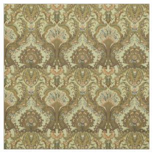French Floral & Feather Scrollwork Pattern Fabric