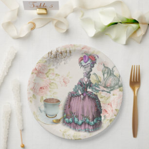 French floral Marie Antoinette Paris Tea Party Paper Plate